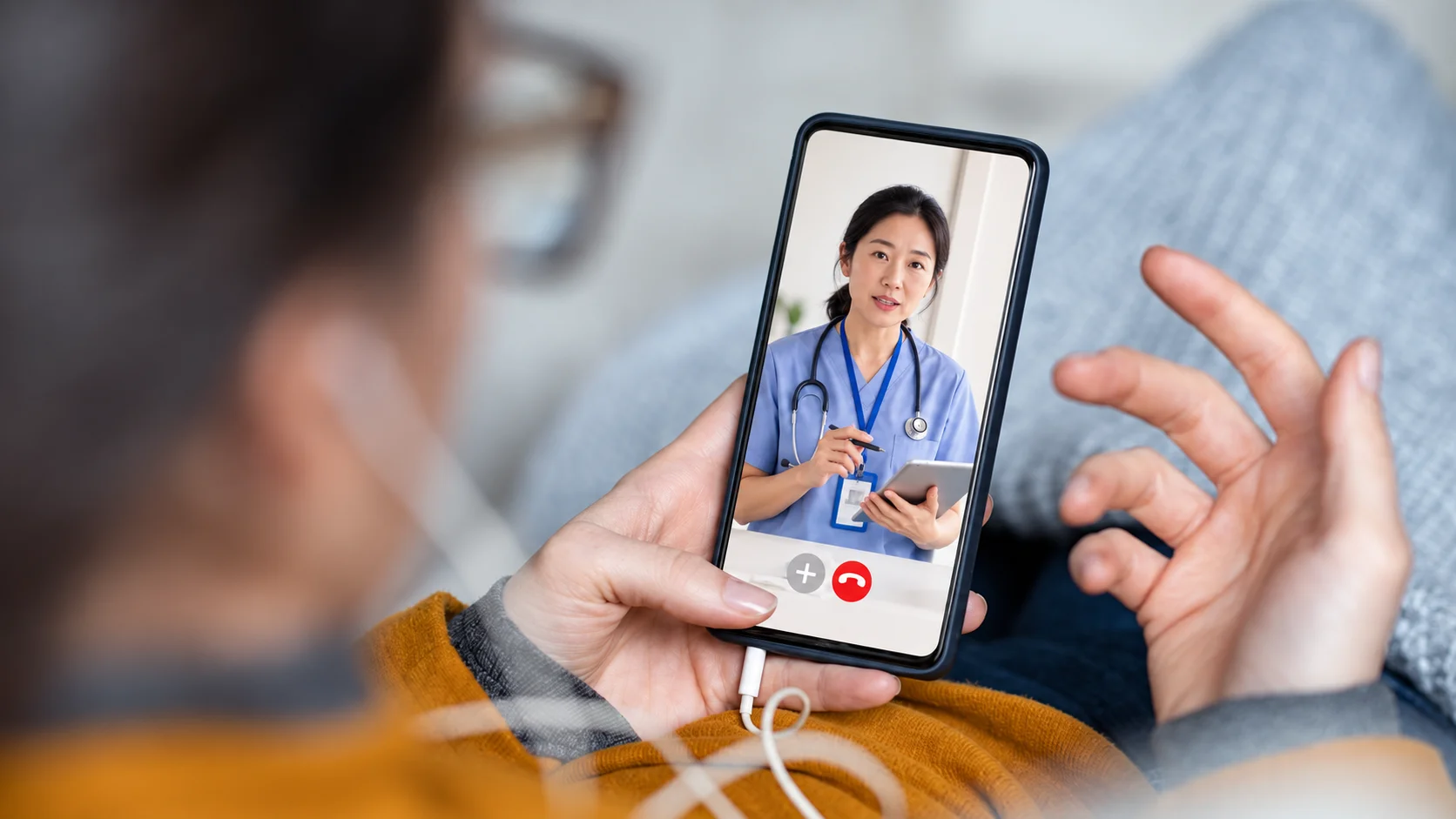Illustrative image of a patient speaking with a doctor by video